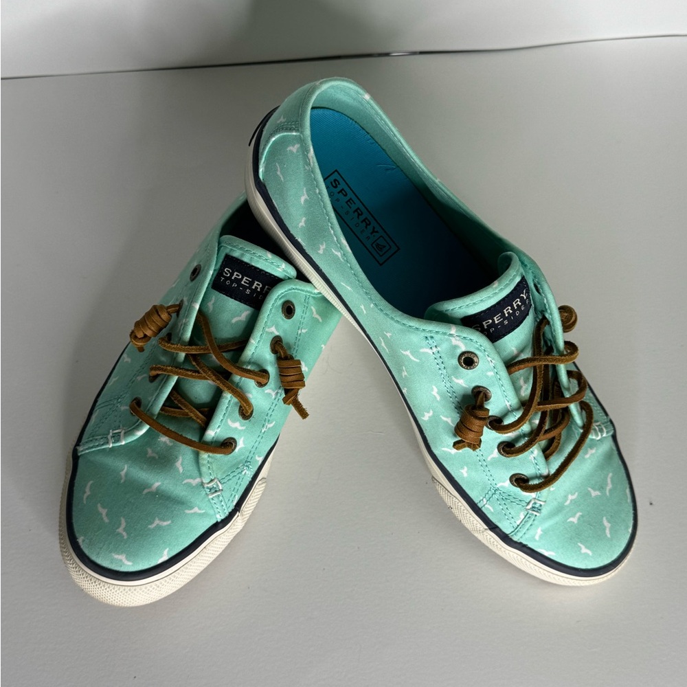 Sperry Mint Green and White Cloth Loafers  women’s size 9.5 - Picture 2 of 6